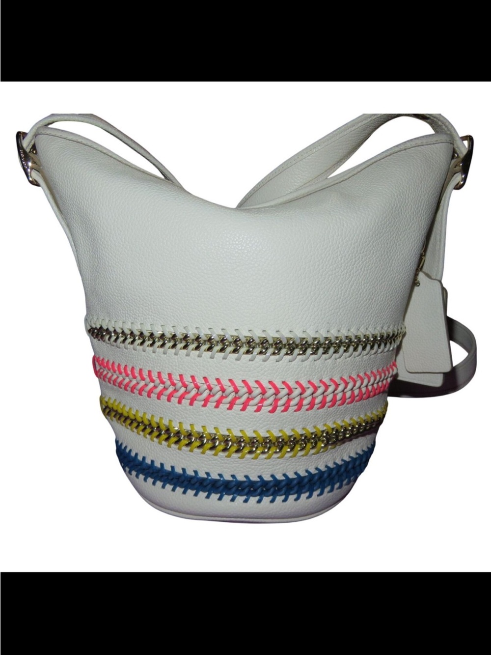 RARE Coach Whiplash Whipstitch Crossbody Mini Duffel Multicolor Braided Details